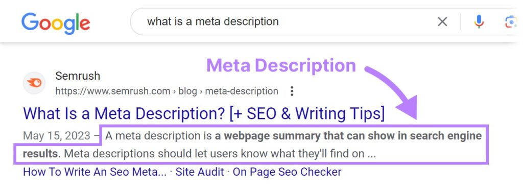 explicar o que é meta description